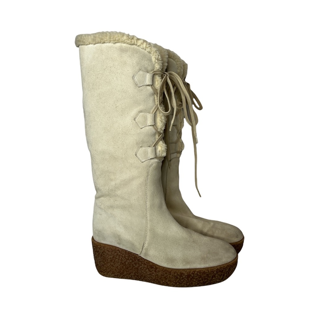 Michael Kors Cream Lace Up Boots - Picture 3 of 10